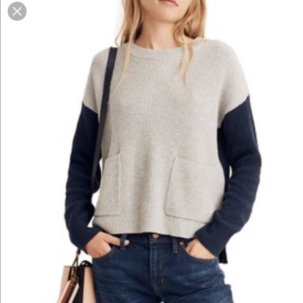 Madewell patch pocket sweater navy gray size xl